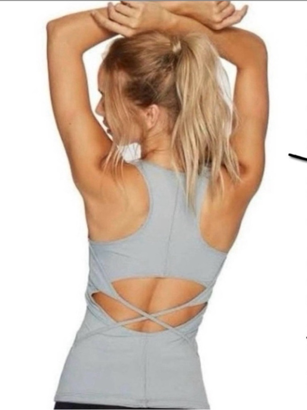 FP Movement Free People Racerback Criss-Cross Tank Top Grey Small